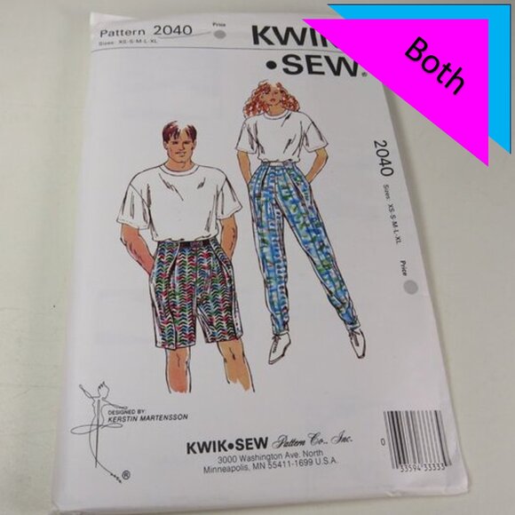 Kwik Sew 2040 Sewing Pattern UNCUT Pants Shorts Male Female - Picture 1 of 5